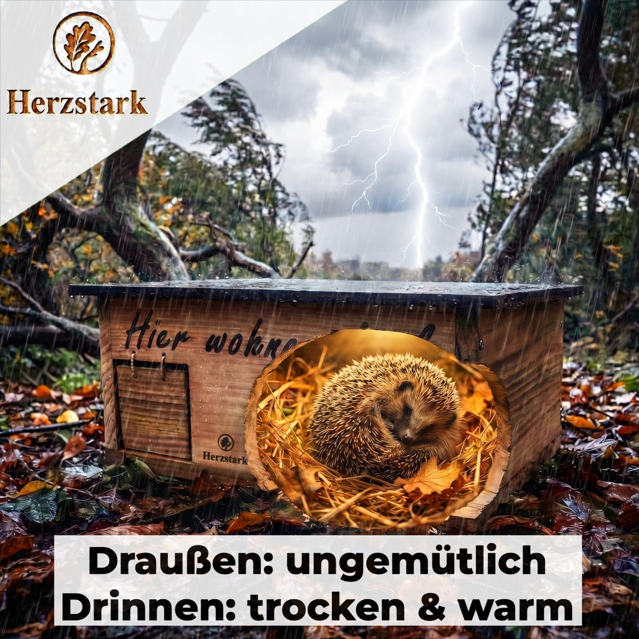 Igelhaus Winterfest Douglasien-Vollholz mit Labyrintheingang Rattenklappe
