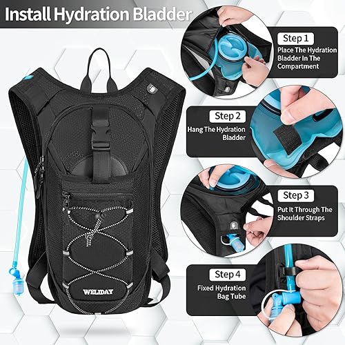 Miniatura 4 de Hydration Backpack with 2L Water Bladder, Lightweight Hydro Pack for Cycling, Running, Hiking, Climbing