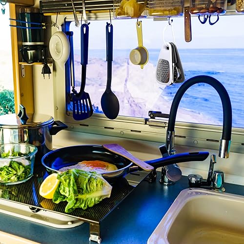 Vista 3 de Juego de utensilios de cocina de 5 piezas, accesorios de herramientas de cocina que ahorran espacio, rallador de chocolate y queso, pelador de Negro