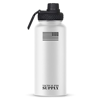 Tactical Pro Supply 32 Oz Assaulting Forward American Flag Sports Water Bottle-Double Wall Vacuum Insulated Stainless Steel BPA Free