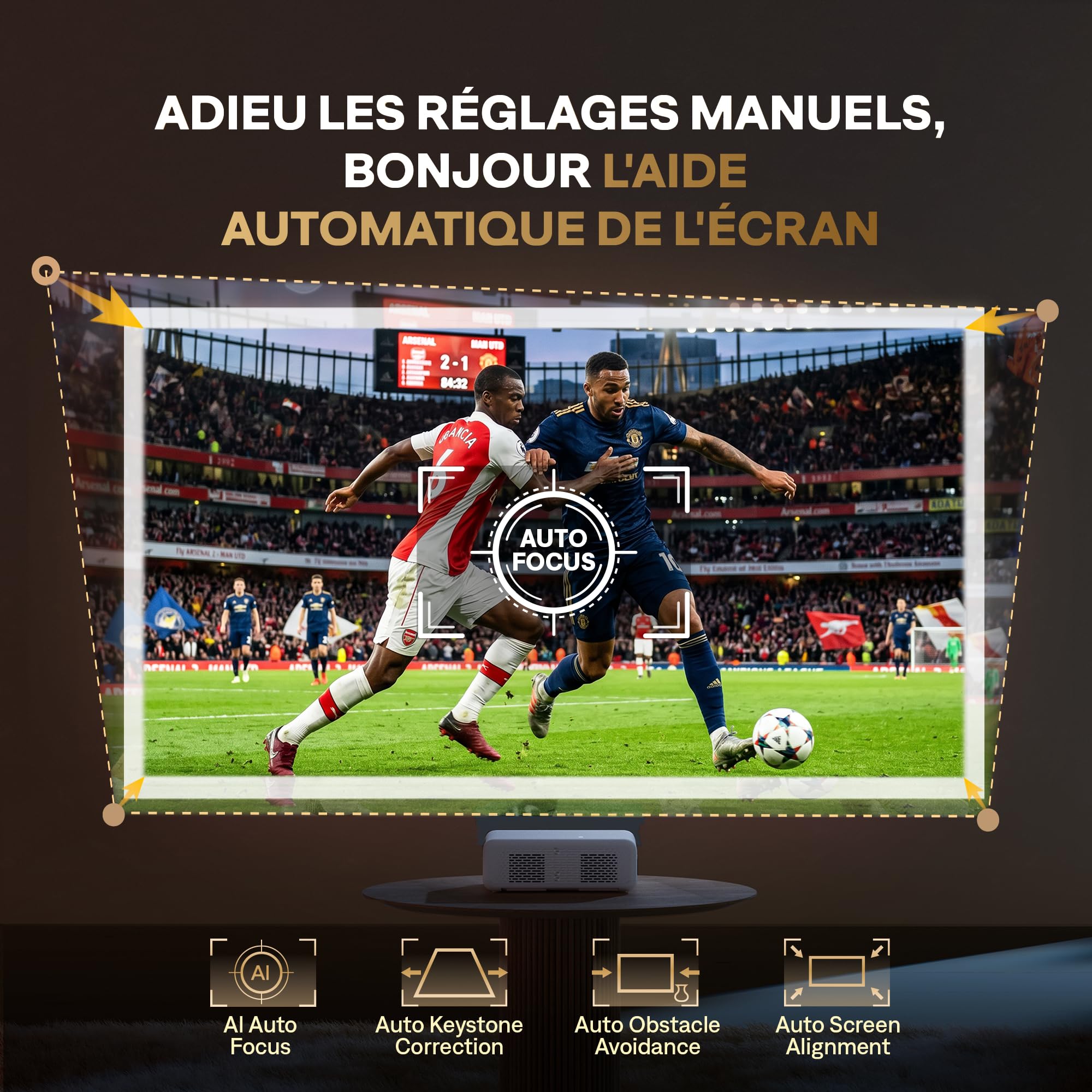 Aurzen EAZZE D1 GTV Vidéoprojecteur avec Google TV, 4K Supportée, avec WiFi et Bluetooth, Netflix sous Licence Officielle, Auto Focus & Keystone, DoIby Audio, Zoom, Native 1080P (Blanc)