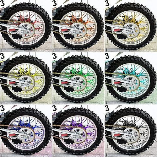 Miniatura 5 de Qiilu Juego de 36 fundas para radios de rueda, protector de radios de motocross, para todo terreno, protector de motocicleta, color azul cielo,