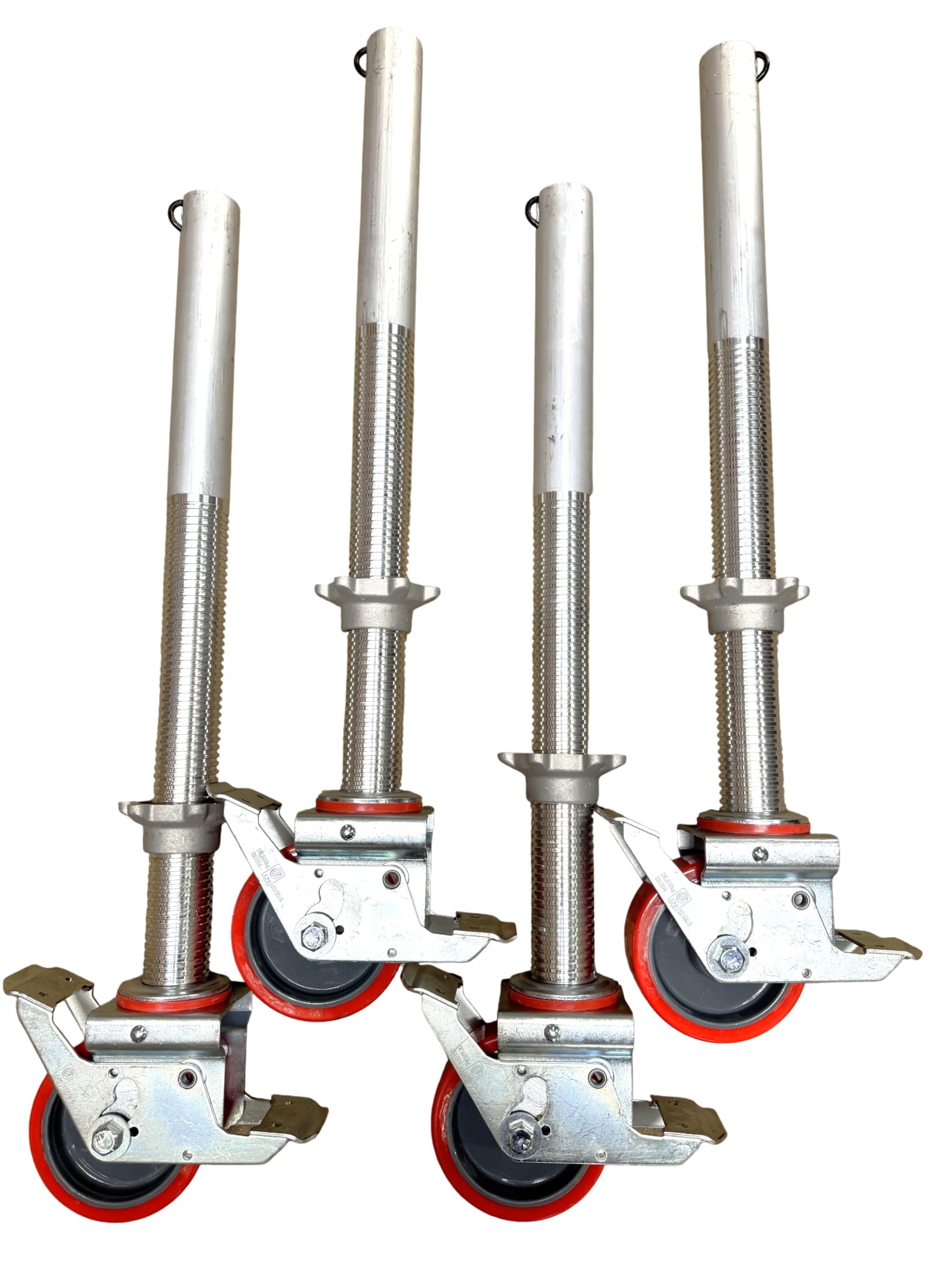Set of 4 Adjustable legs & Castors 125mm for Industrial Alloy Scaffold Tower