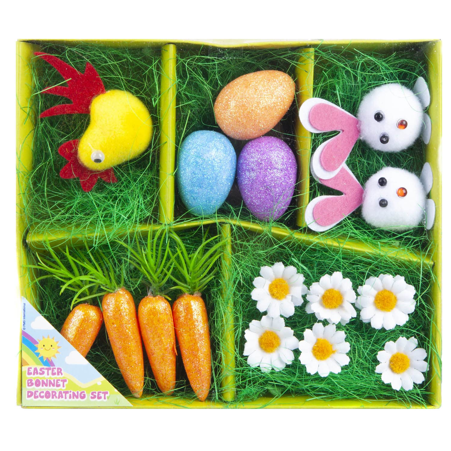 Vfm E-Store Vfm - Easter Bonnet Decorating Set Bunny Carrot Daisy Craft Activity (16 Piece)