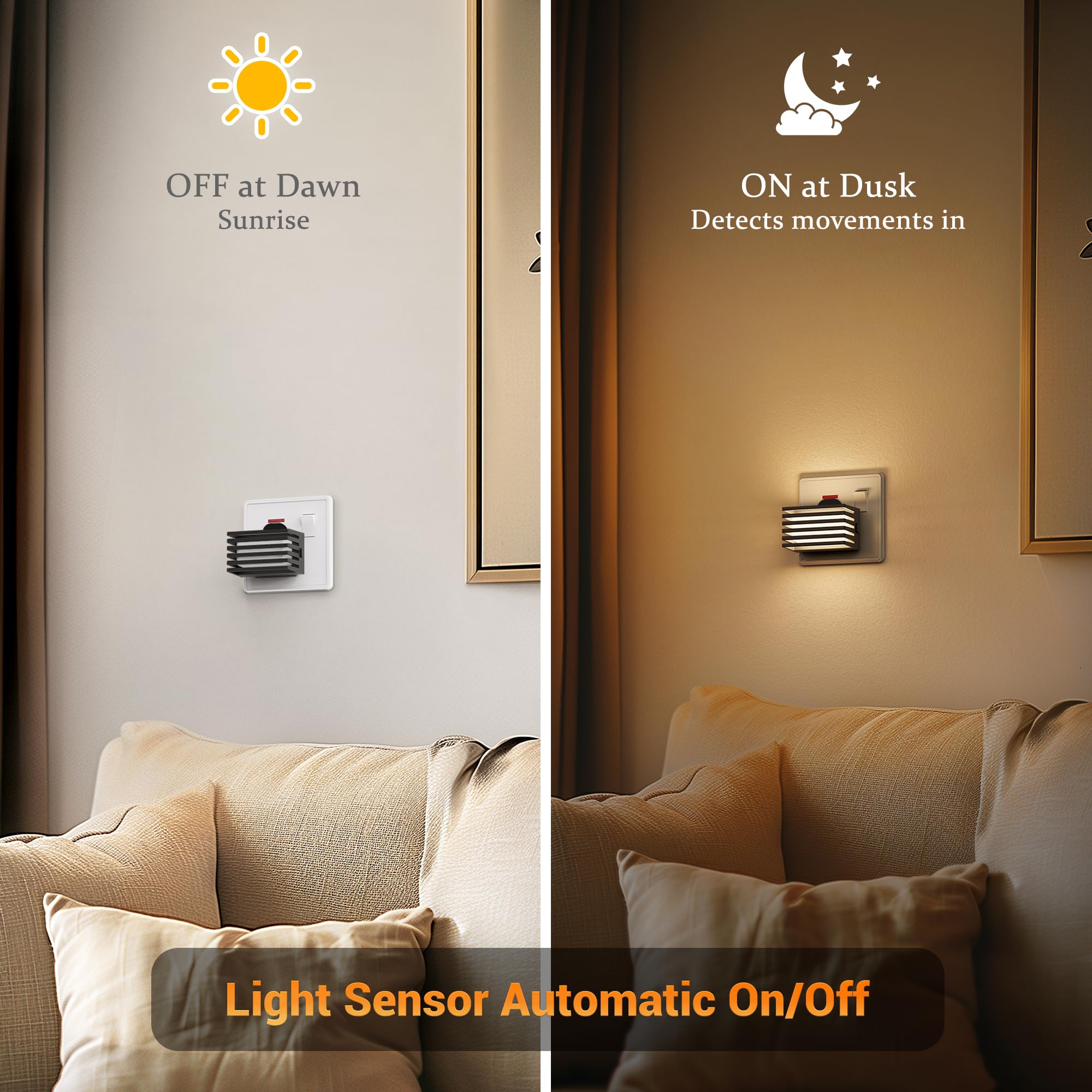 JandCase Night Light, Night Lights Plug Into Wall, 2 Pack Dimmable LED