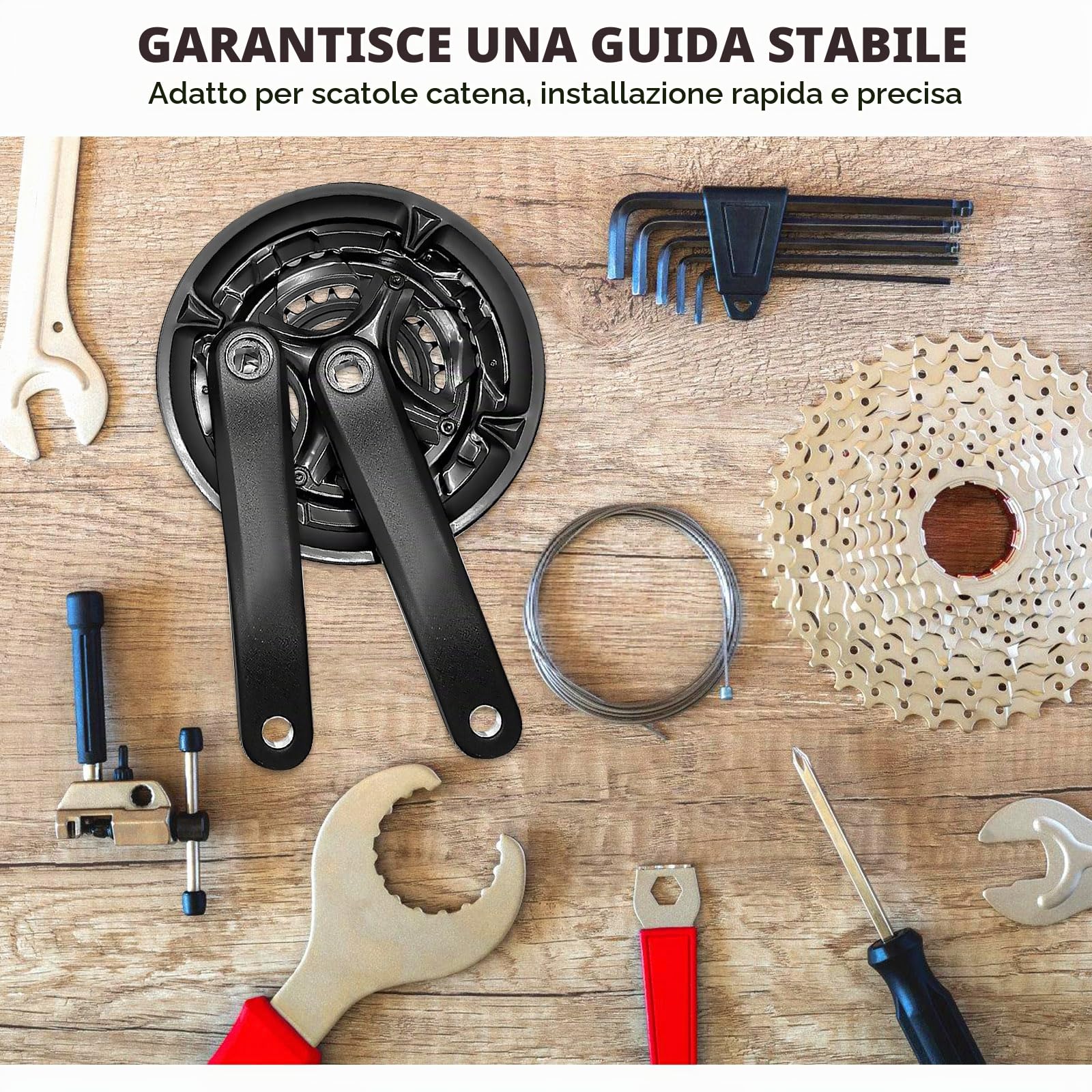 BORDEAG Guarnitura per Mountain Bike da 170 mm, 6/7/8-Fach Guarnitura per Bicicletta, Pedivella Bici, Guarnitura Corona Bicicletta con 24/34/42T, Lega di Alluminio, per Mountain Bike, MTB