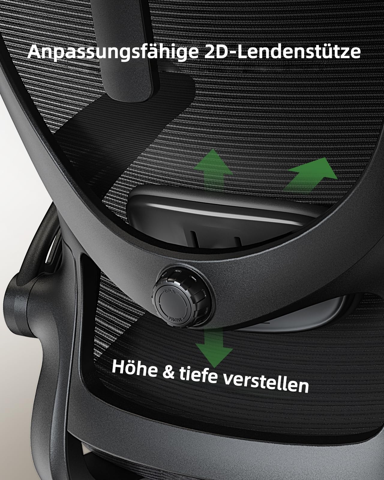 Marsail Bürostuhl Ergonomisch Schreibtischstuhl hat Verstellbarer Lordosenstütze Kopfstütze und Armlehne Höhenverstellung und Wippfunktion, Schwarz