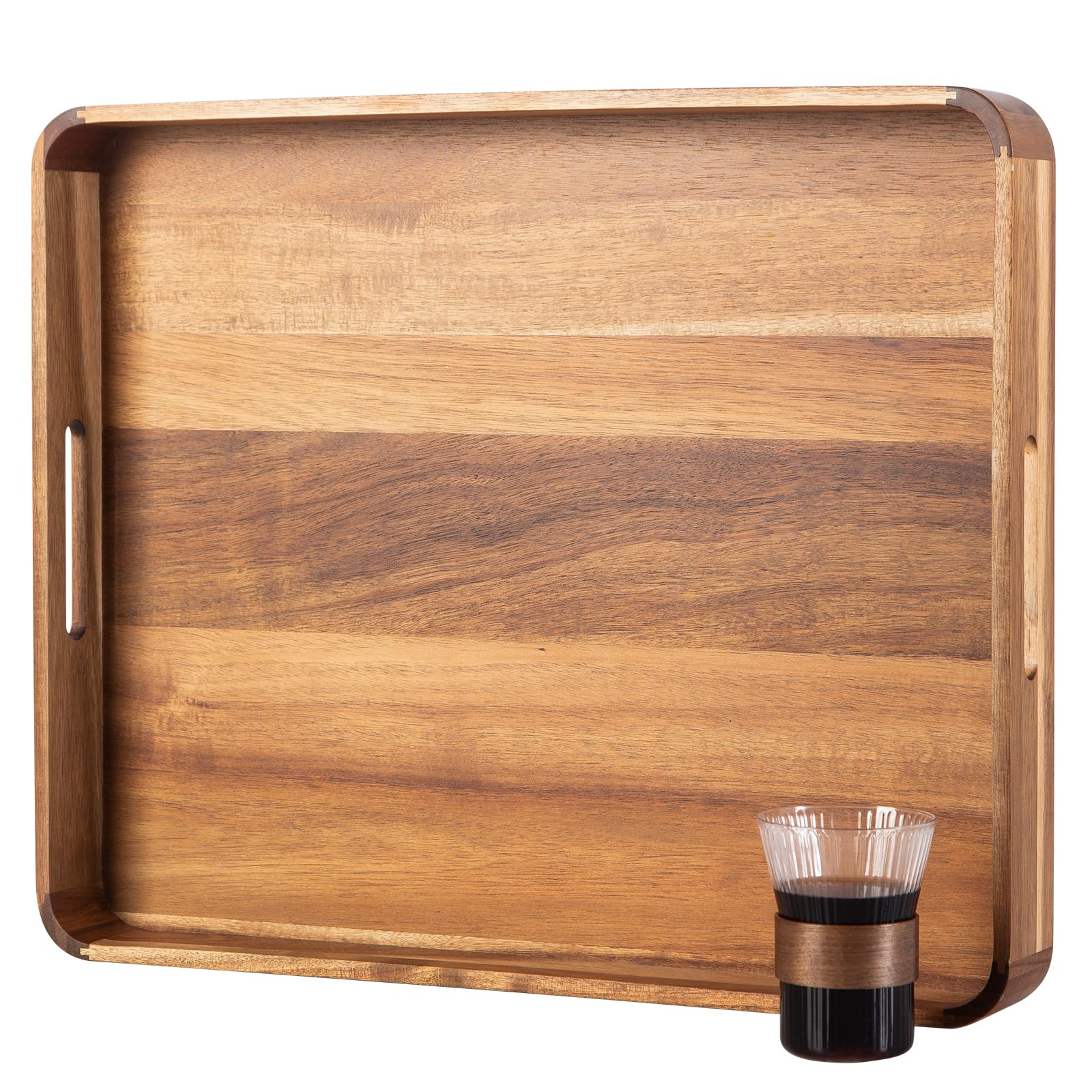 Photo 1 of GinSent Large Wooden Serving Tray with Handles