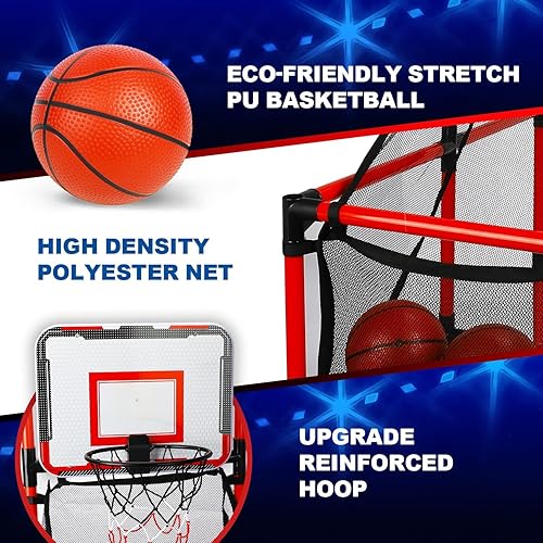 Miniatura 3 de TOY Life Juego de baloncesto arcade para niños, juego de arcade de baloncesto para interiores con baloncesto electrónico, juego de aro de baloncesto