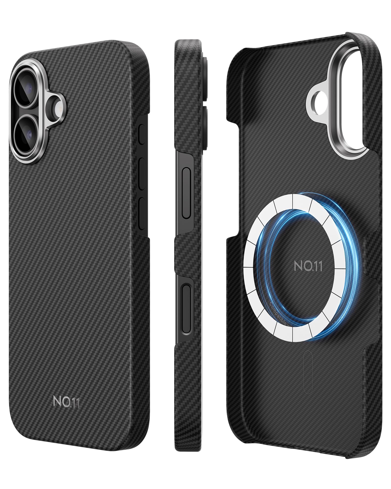 NO.11 600D Aramid Fiber Case for iPhone 16 Pro, Compatible with MagSafe, Ultra Slim & Light iPhone 16 Pro 6.3 Inch Bumper Case, Grippy Sides,