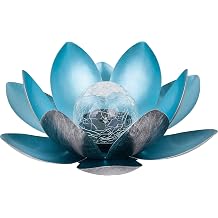 Dehner Lotus Solar Light, Solar Decoration, Solar Lighting, Garden Decoration, Outdoor Decoration, Lighting, Flower, Lotus Blossom, Garden, Metal, Diameter 27.5 cm