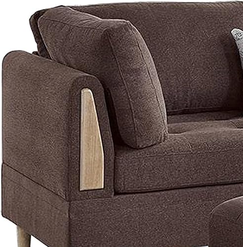 Miniatura 2 de Benjara Cato - Juego de sofá seccional en forma de L de 3 piezas con otomana y 2 almohadas, color marrón