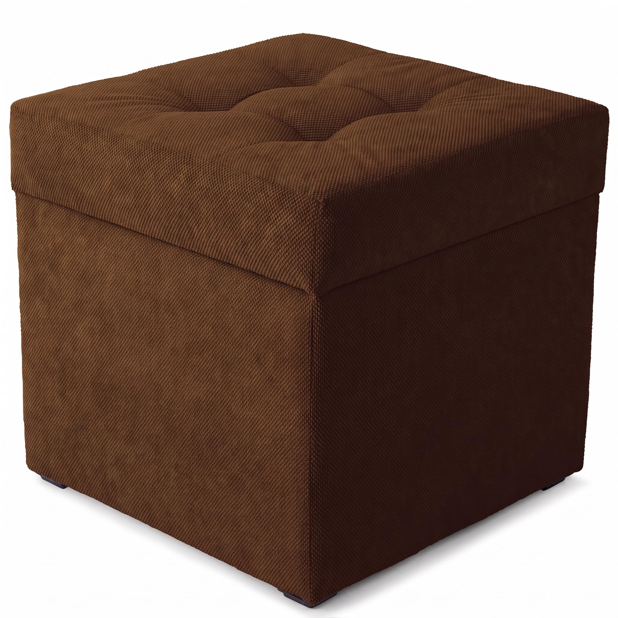 VELORA H&L Pouf Contenitore 45 x 45 cm Marrone scuro – Pouf Imbottito in Tessuto con Vano Portaoggetti, Portata fino a 150 kg, per Soggiorno, Camera da Letto e Ingresso