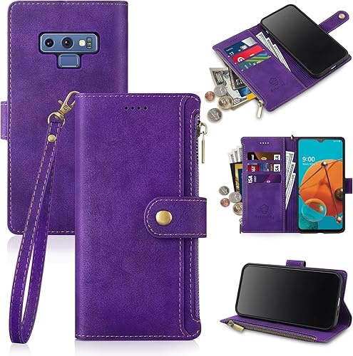 Miniatura 13 de Antsturdy Funda compatible con Samsung Galaxy Note 9, cartera con tarjetero para mujeres y hombres, funda de teléfono con bloqueo RFID, de piel