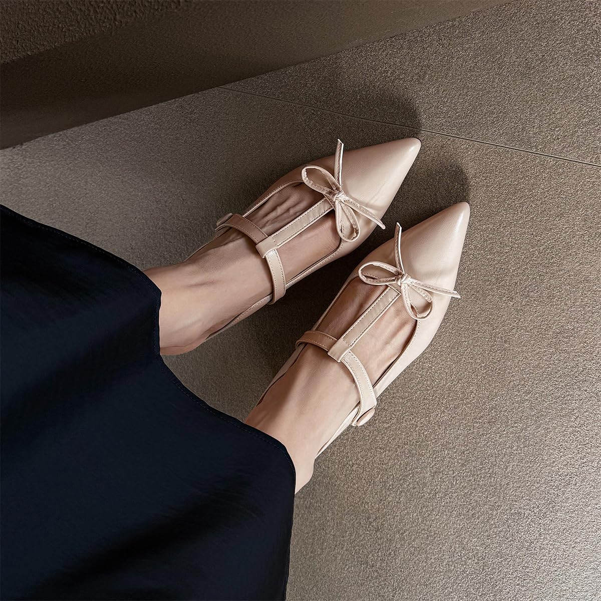 Mules Estilo Bailarina Mujer Puntera Fina Cuña