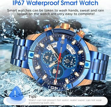 Mens Smart Watch 1.53 Fitness Tracker w/Heart Rate & Sleep Monitor, 7-Day Battery, IP67 Waterproof, Bluetooth Calls/Notifications, 100+ Sports Modes for Men Women (Blue)