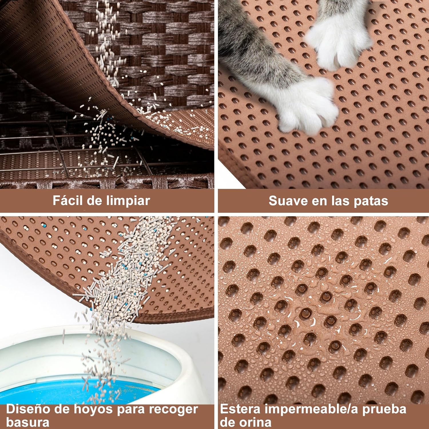 FABATO Large Closed Cat Litter Box - Outdoor Cat House - Side Door for Your Pet - Hand-Woven Rattan Wicker Furniture - Includes Soft Mat (Brown)