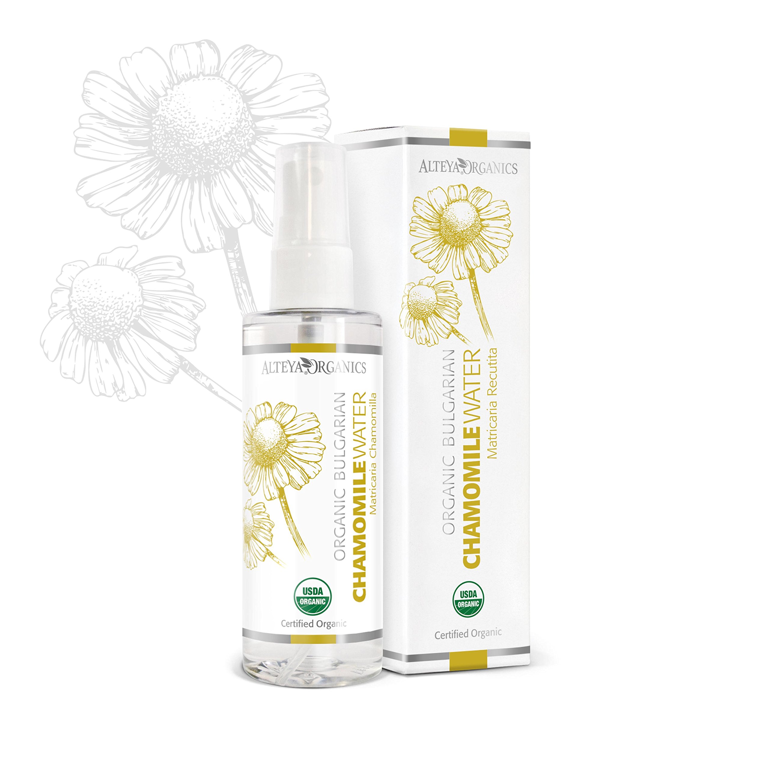 Chamomile Water Spray 100 ml - 100% USDA Certified Pure Natural Flower Water Steam-Distilled from Fresh Hand Picked Anthemis Nobilis Flowers