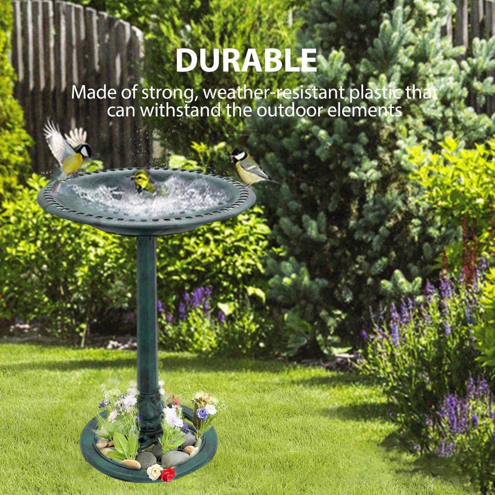 Rustikale, Stehende Vogeltränke Im Outdoor Design – Wetterfest Und Leicht – für Garten, Rasen, Terrasse Und Balkon, Grün