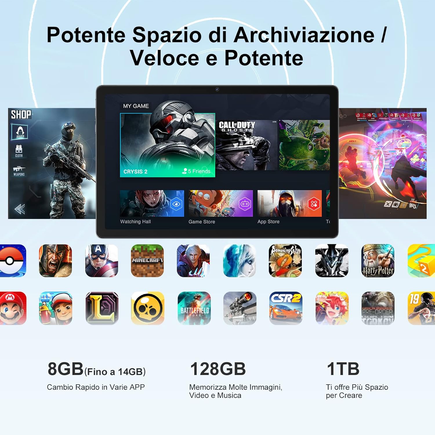 Blackview Tab 11 SE Android 12 Tablet 10.36 Pollici 14GB+128GB(TF 1TB),Octa-Core,5G WiFi+4G LTE,7680mAh,2K FHD+ Schermo,13MP+8MP,Dual SIM/OTG/GPS/BT5/Type C/3.5mm Headphone Jack/Custodia Inclusa