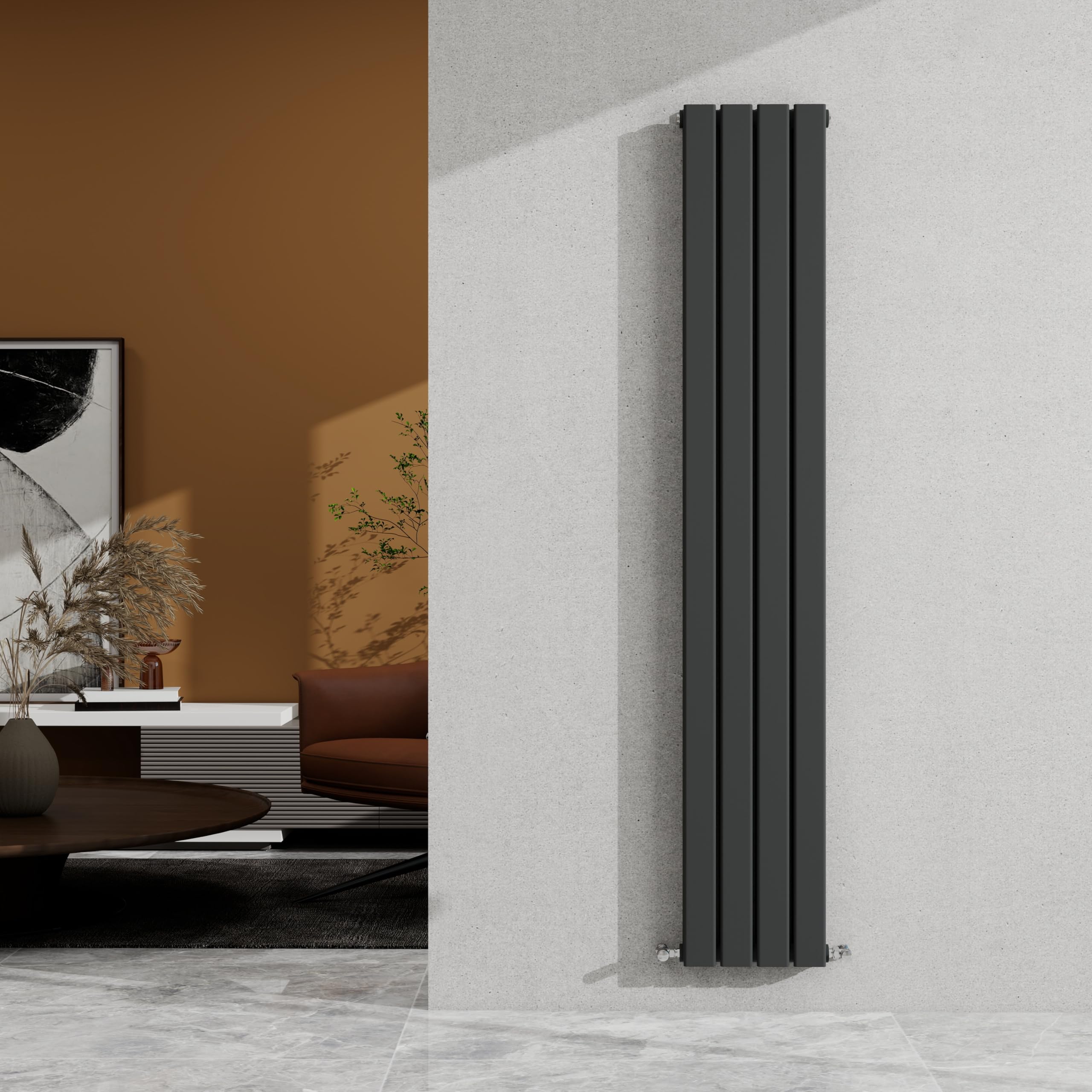 Sky Bathroom Anthracite 1600×272Mm Vertical Designer Radiator Double Panel Modern Central Heating Flat Panel Rad 3051 Btu