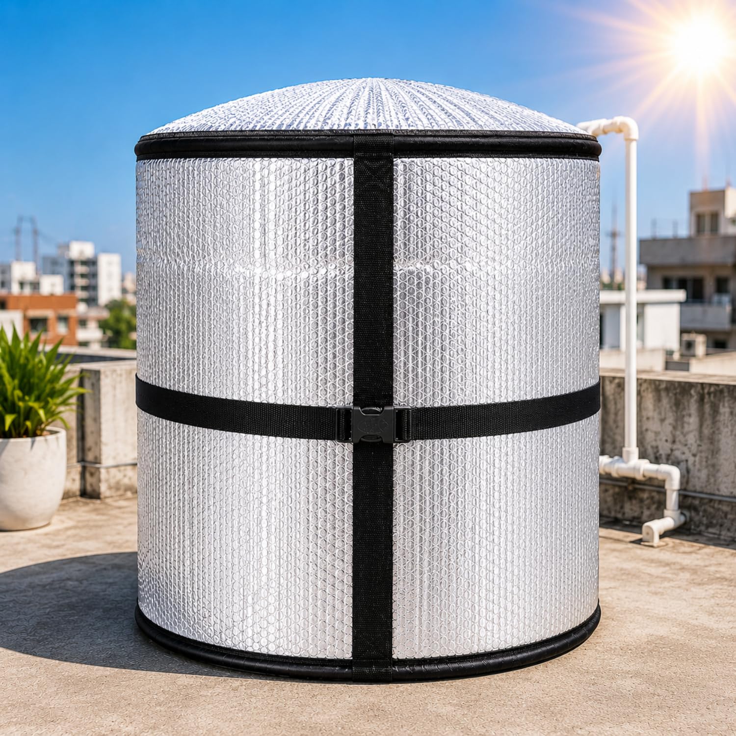 water tank insulation cover for 500 litre tank | heavy duty 3 layer thermal jacket | uv resistant waterproof tank cover | keeps water cool in summer & warm in winter
