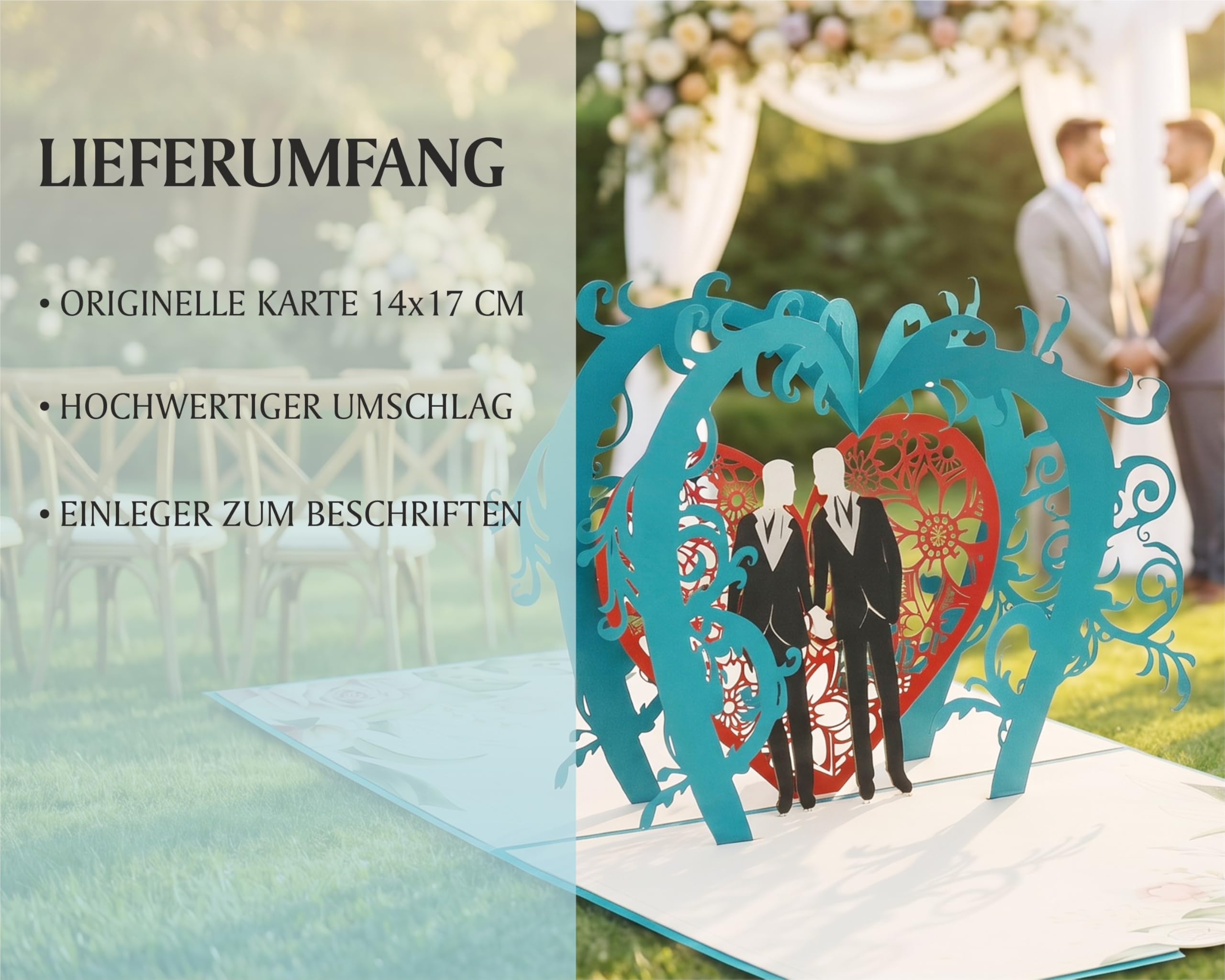 Para weselna tej samej płci, małżeństwo, ślub y, mężczyzna, Mr. Mr, gay wedding, kartka ślubna, składana kartka 3D, kartka pop-up