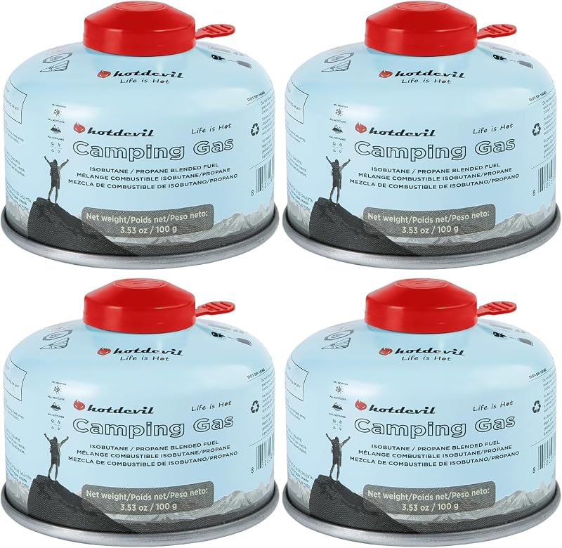 BlueFire Isobutane Fuel Canister Butane Propane Blend Camping Fuel 100 Gram Camping Stove Fuel Gas Canister Backpacking Fuel Camp Stove Fuel 3.53oz(4 Packs)