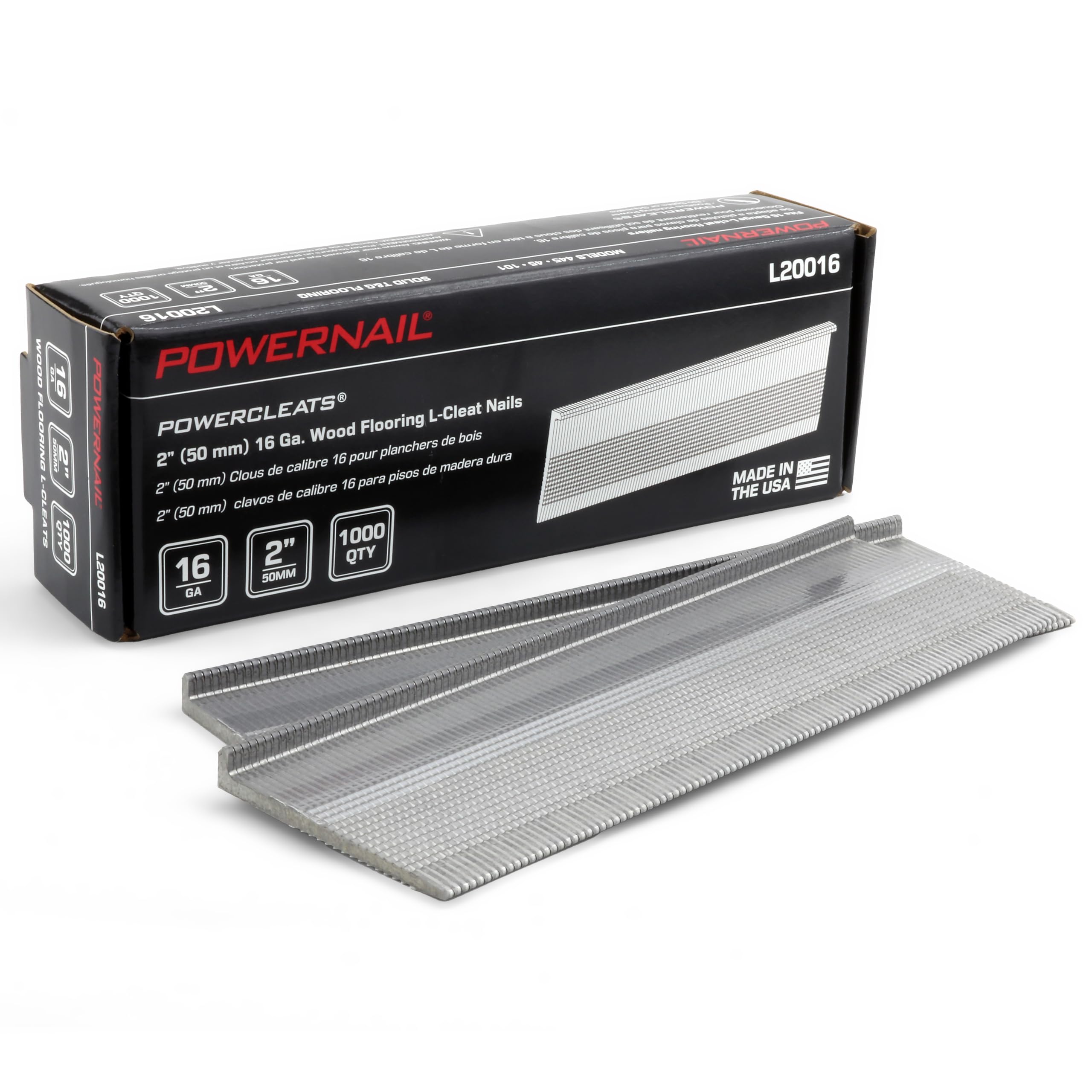Powernail L20016 16 Gauge 2 Inch Length L-Cleat Nail for Hardwood