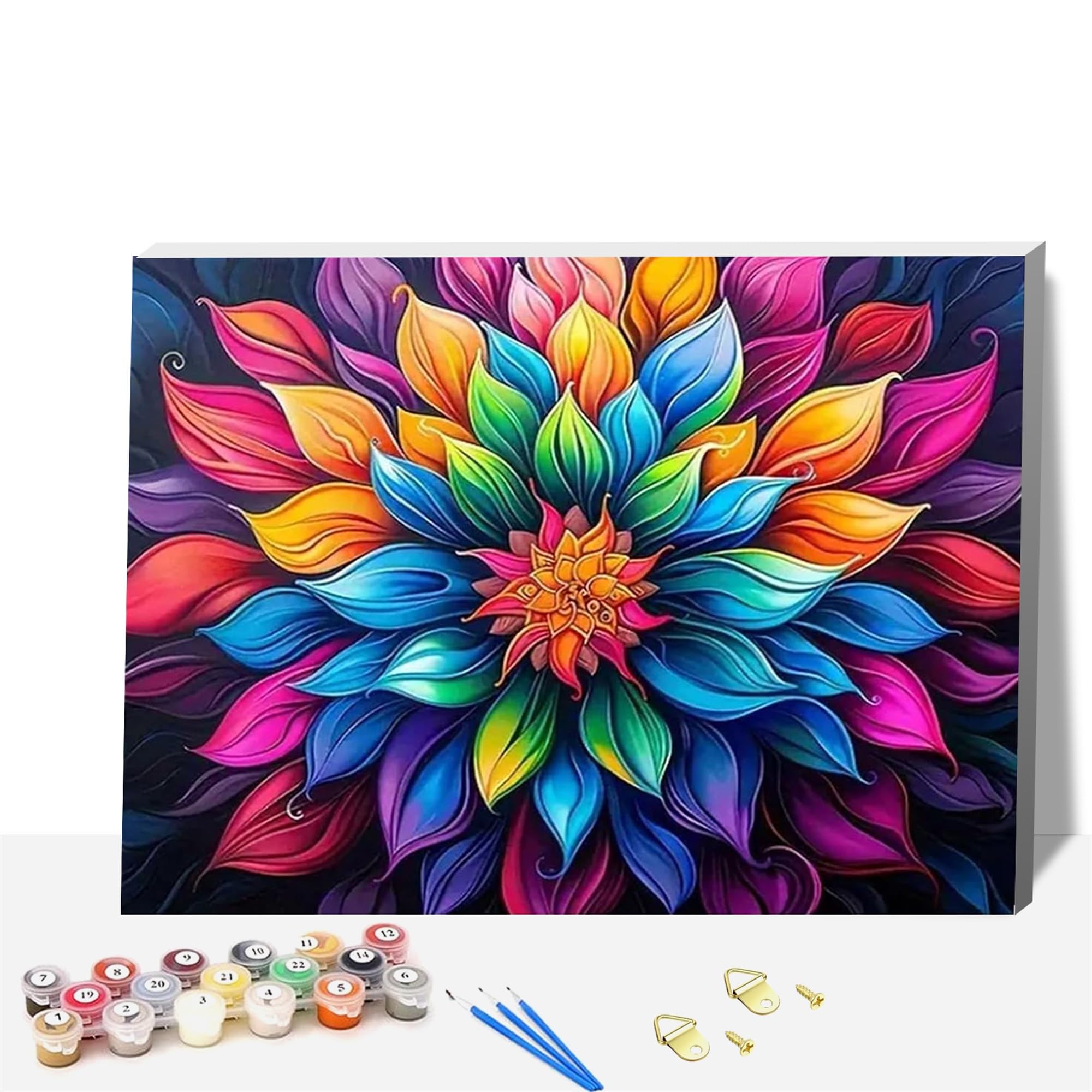 Formeyart Sunflower Framed Paint by Numbers for Adults,Painting by Number with Frame Kits Canvas,Easy Cheerful Painting DIY for Beginners,Home Wall Decor (Flower)