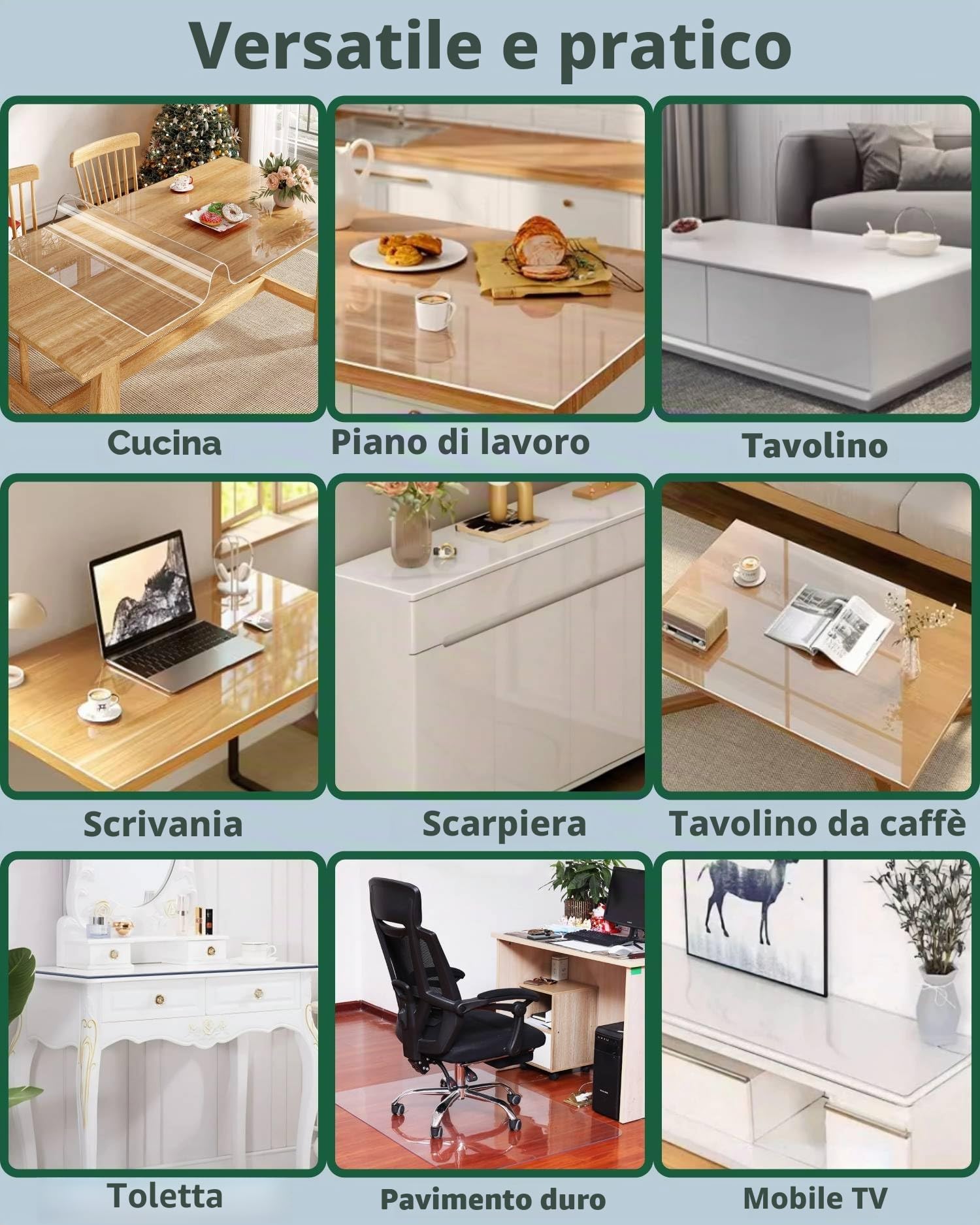 Copritavolo Trasparente PVC 1,7mm—80X120cm, Tovaglia Plastificata Rettangolare Trasparente — Cerata Tavolo Impermeabile/Antimacchia, Copri Tavolo Pvc Trasparentes Compatibile Con Gli Alimenti