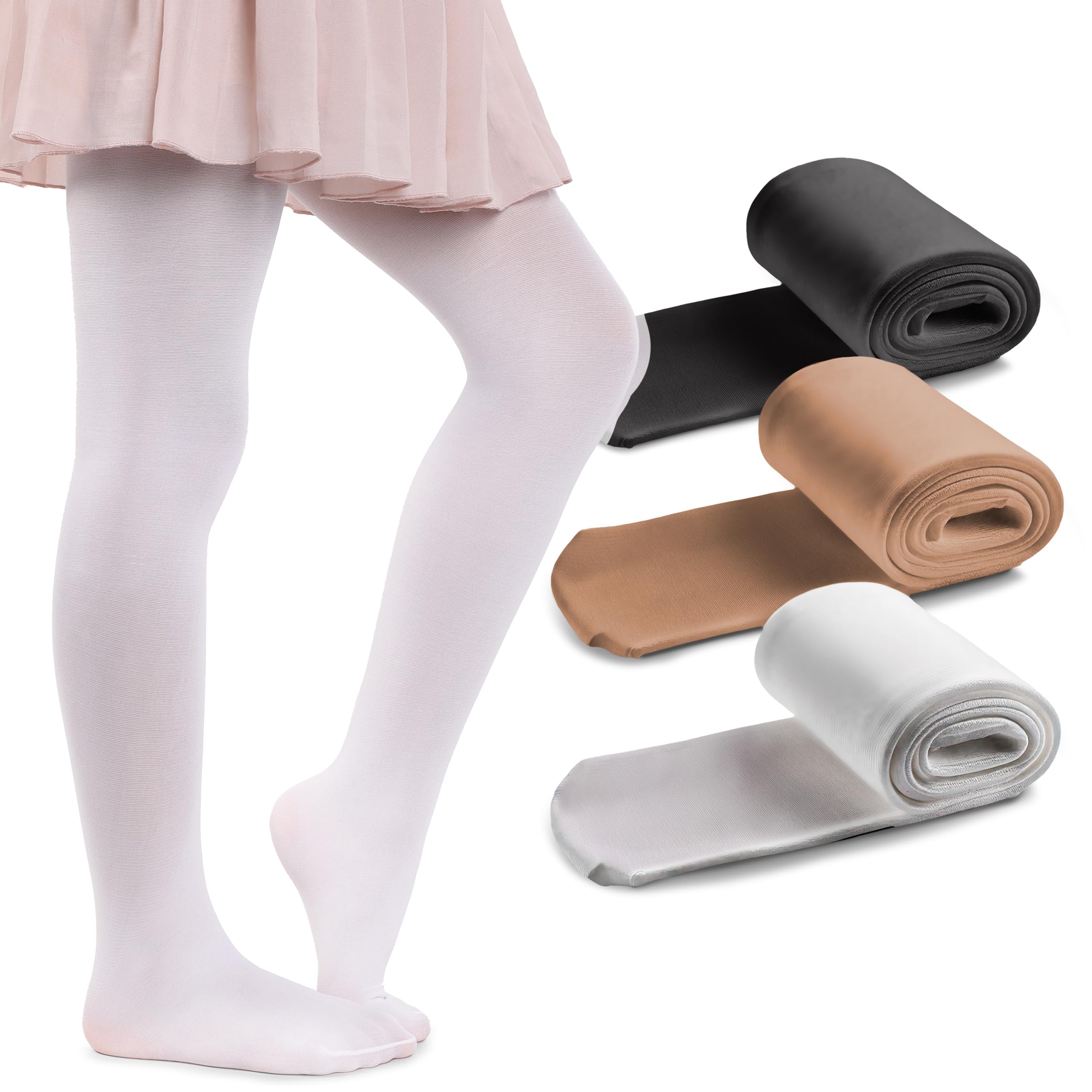 MANA MANA 2er- und 3er-Pack einfarbige Strumpfhosen für Mädchen – süße blickdichte Kinderstrumpfhosen für Schule, Tanzen, Ballett – weich und stylisch, 40 DEN, Made in Italy, 2 und 3 Paar