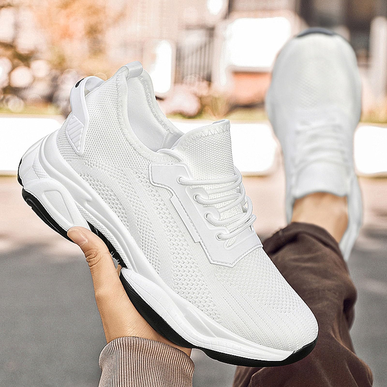 Générique Scarpe da Corsa in Rete Traspirante da Uomo con Tacco Invisibile 6/8/10 cm Taller Leggere Suola Morbida e Confortevole Sneakers Alzanti Uomo per la Marcia Quotidiana