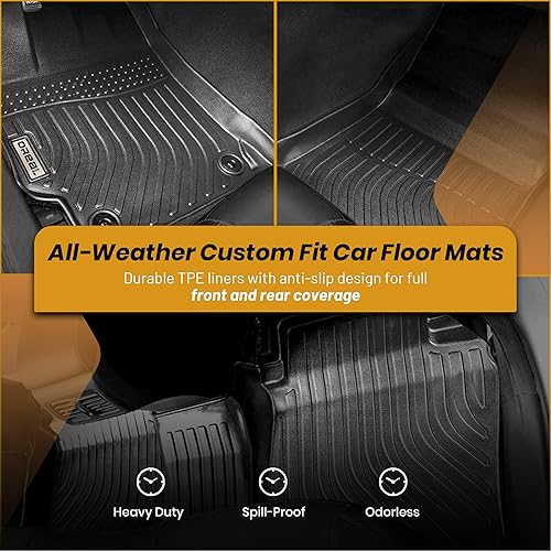 Miniatura 2 de orealtrend Alfombrillas negras de repuesto para Toyota Camry 7th 2012 2013 2014 2015 2016 2017 resistente para todo tipo de clima, alfombra