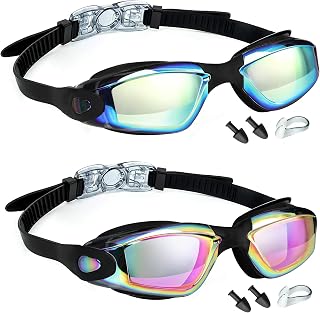 LOCONHA Swim Goggles 2 Pack - Anti-Fog, No Leak, UV Protection for Adults, Women, Men, Youth Indoor Outdoor Swimming