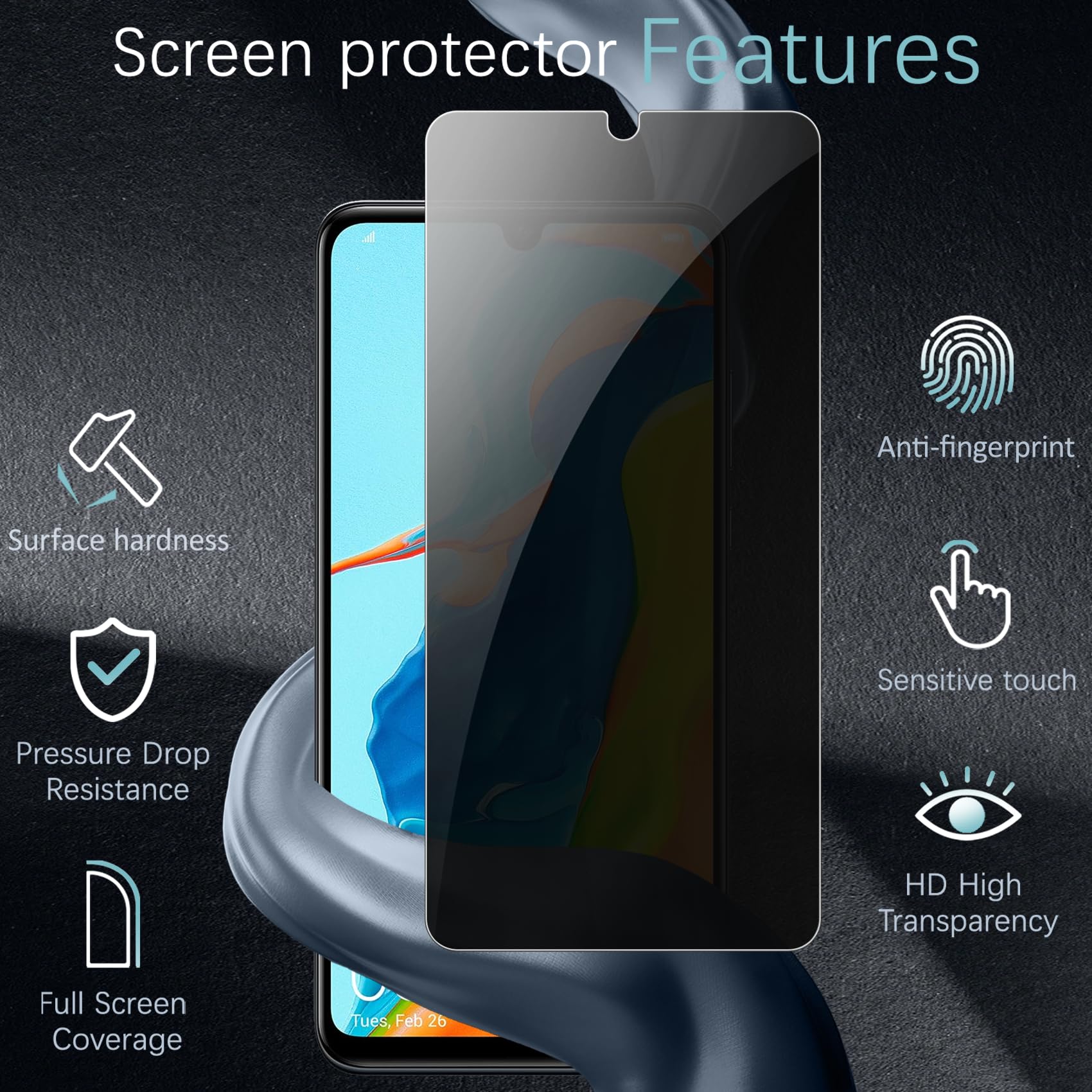 Pellicola Protettiva Privacy Per Huawei P30 Lite – Vetro Temperato 9H Anti-Spy (2 Pezzi) – Copertura Completa Anti-Graffio