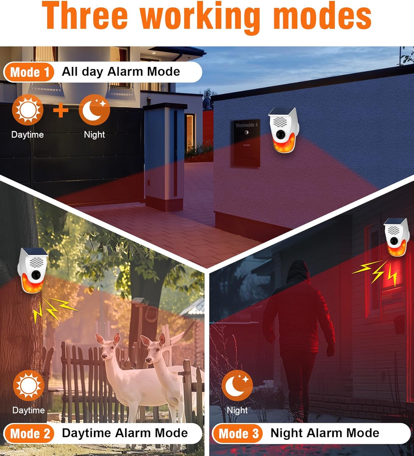 Three working modes: All day, Daytime, Night