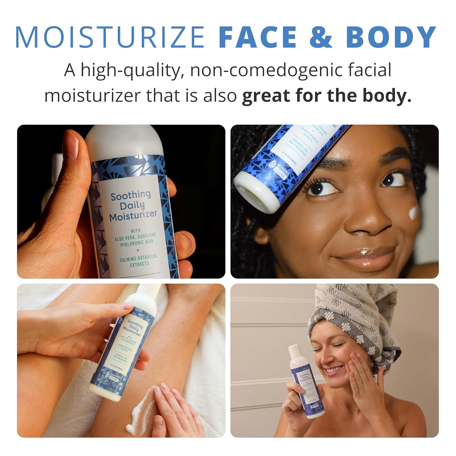 Almond Clear Soothing Daily Moisturizer | Lightweight Hydrating Moisturizer for Acne-Prone Skin on Face and Body | Mandelic Acid, Aloe Vera, Squalane, Hyaluronic Acid & Botanical Extracts | 6.7 oz - Image 4