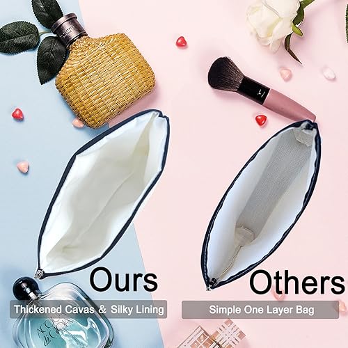 Miniatura 3 de ancpeany Bolsa de maquillaje de 60 cumpleaños para mujer, lavado de doble cara, impermeable, de lino, bolsa de viaje para cosméticos, bolsa de viaje