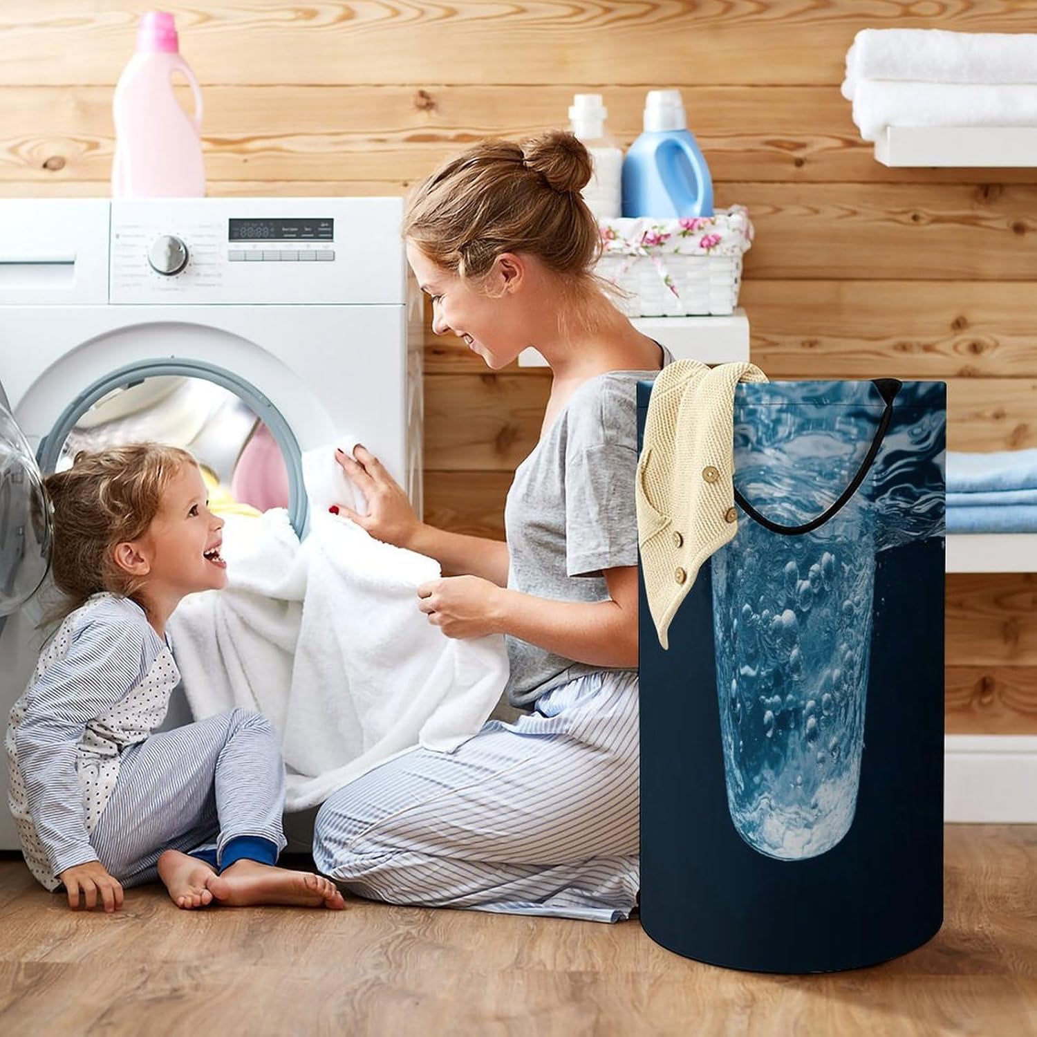Water Laundry Hamper Large Collapsible Laundry Basket with Handles Waterproof Clothes Hamper Portable Dirty Clothes Basket for Bedroom Laundry Room Closet Bathroom