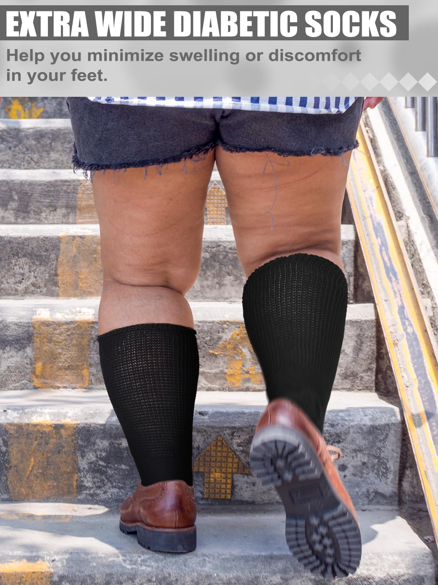 4 pares de calcetines extra anchos para estiramiento bariátrico hinchado de hasta 30 pulgadas, calcetines sin ataduras, calcetines para edema, linfedema, neuropatía, calcetines de ajuste