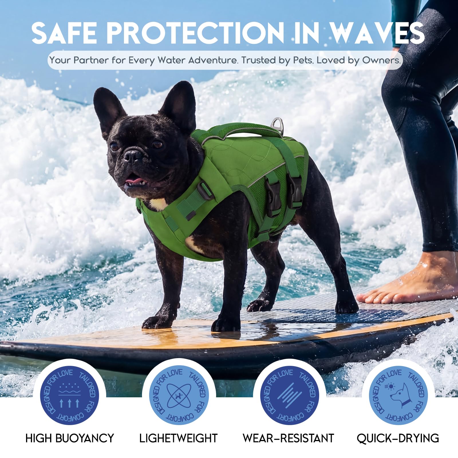 ASENKU Giubbotto Salvagente per Cani, Salvagente per Cane Piccoli, Medi e Grandi, Giubbotto con Maniglia di Salvataggio, Cinture Regolabili e Riflettenti,Ideale per Spiaggia, Piscina, Barca, Kayak XXL