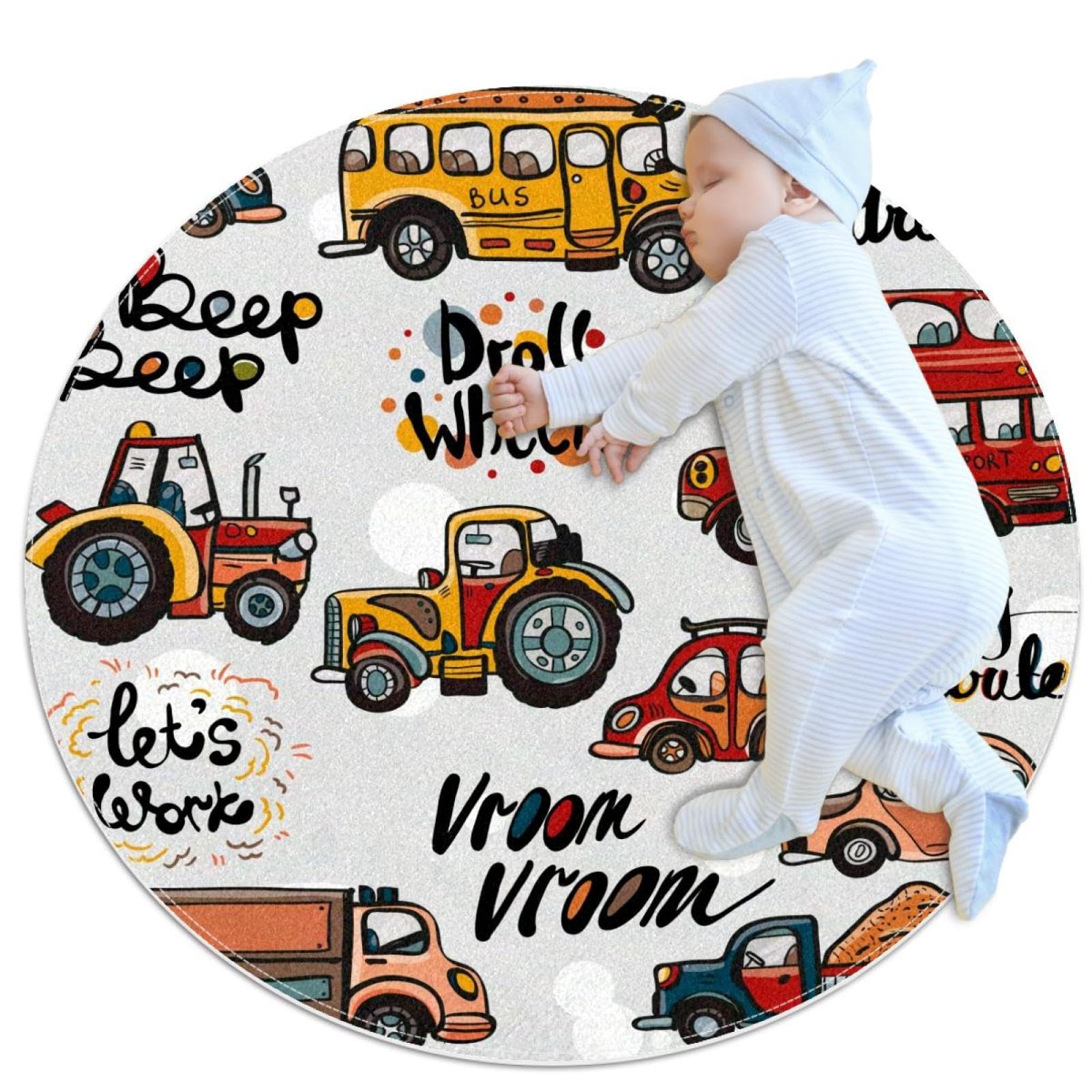 Tapis de chambre enfant bus et camion pour un espace de jeu sécurisé