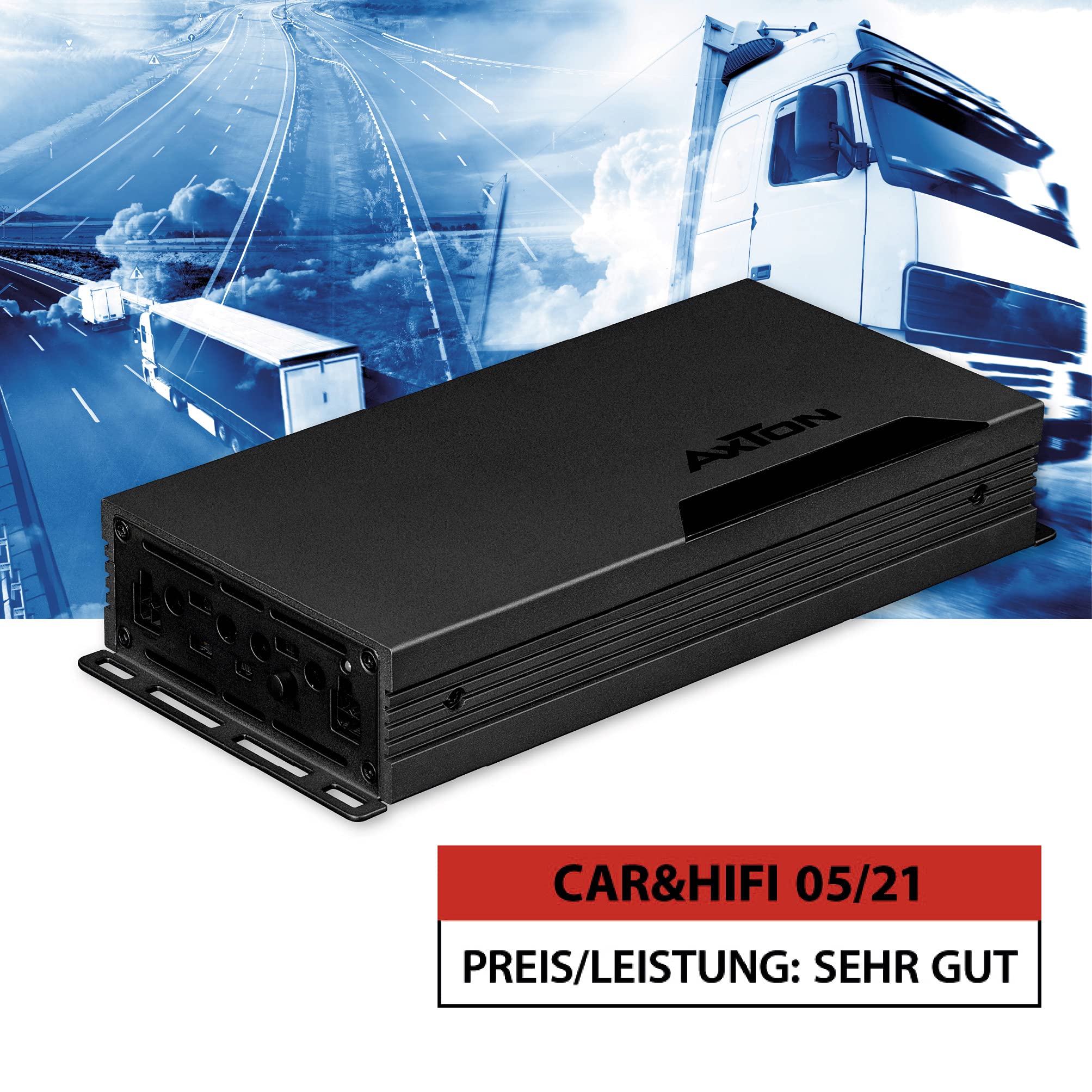 AXTON AT401 – Leistungsstarker 4-Kanal 24 V Verstärker für LKWs, Class-D Digital Endstufe mit High-Level Eingang, geeignet für Trucks und Reisemobile mit 24 Volt Bordnetz, 4 x 100 W