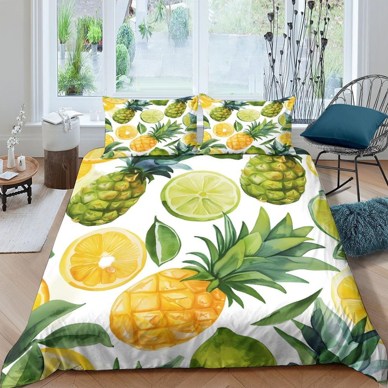 Ctjqhvkz Style-10 3D Printed Pineapple Citrus Fitted Sheet Microfiber Soft Mattress Cover For Bedroom Guest Room Decor Protection Single（135X200cm）