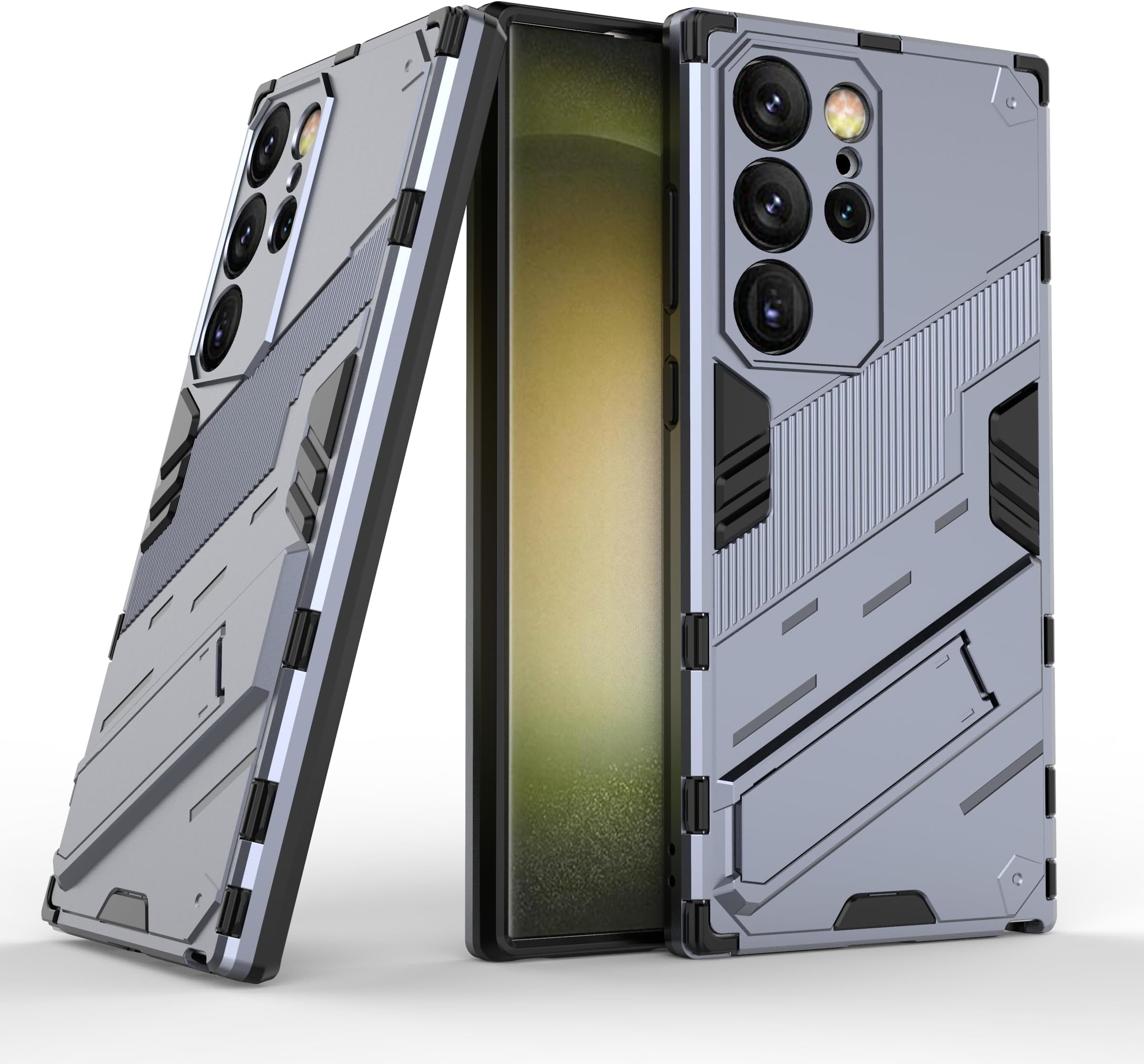 Back Case Cover Compatible for Samsung S24 Ultra 5G | 360 Degree Protection | Camera Protection | Kickstand Case | Shockprof Case | (Grey)