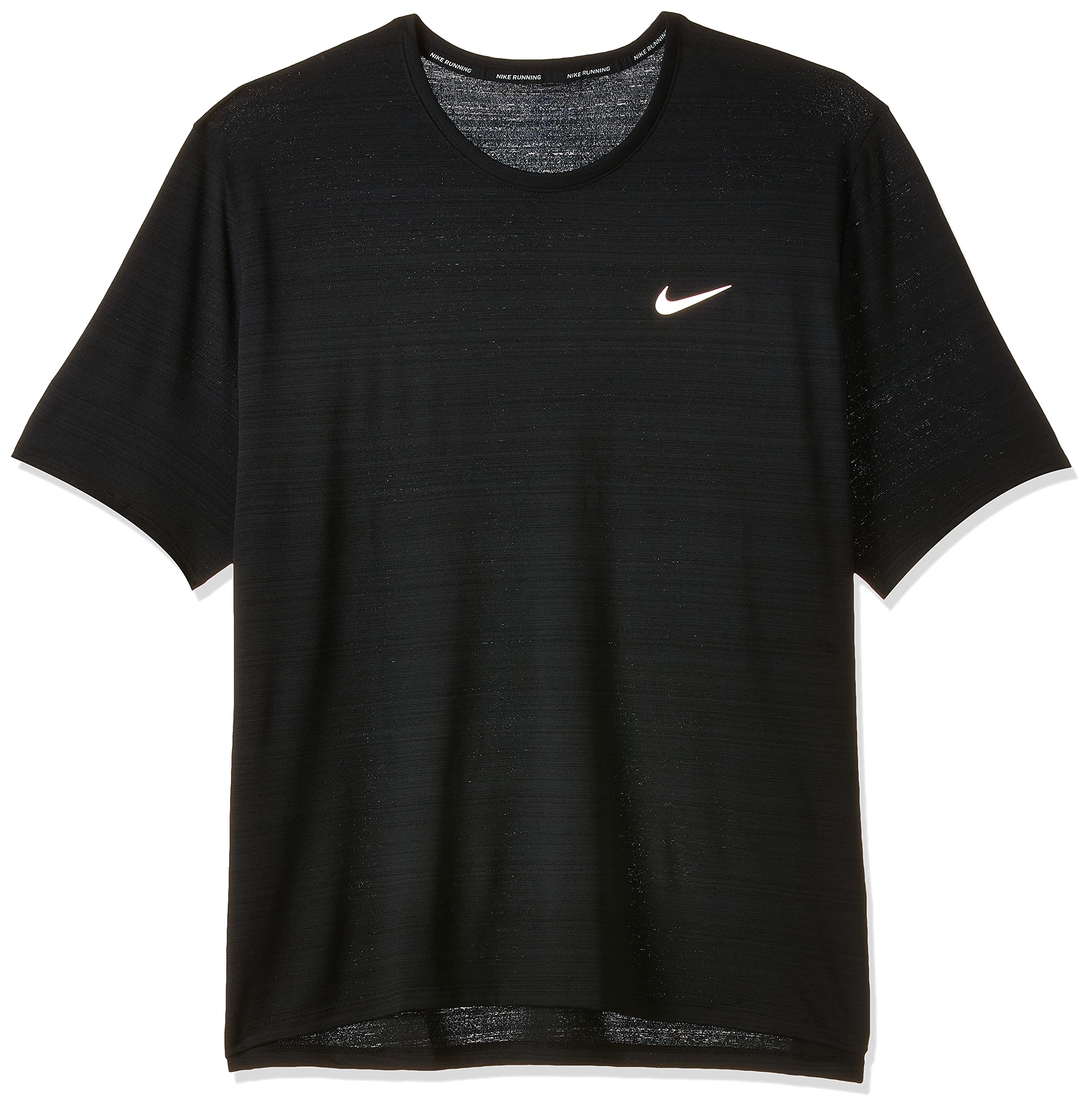 Nike Mens M Nk Df Miler Top T-shirt, Black/(Reflective Silv), S EU