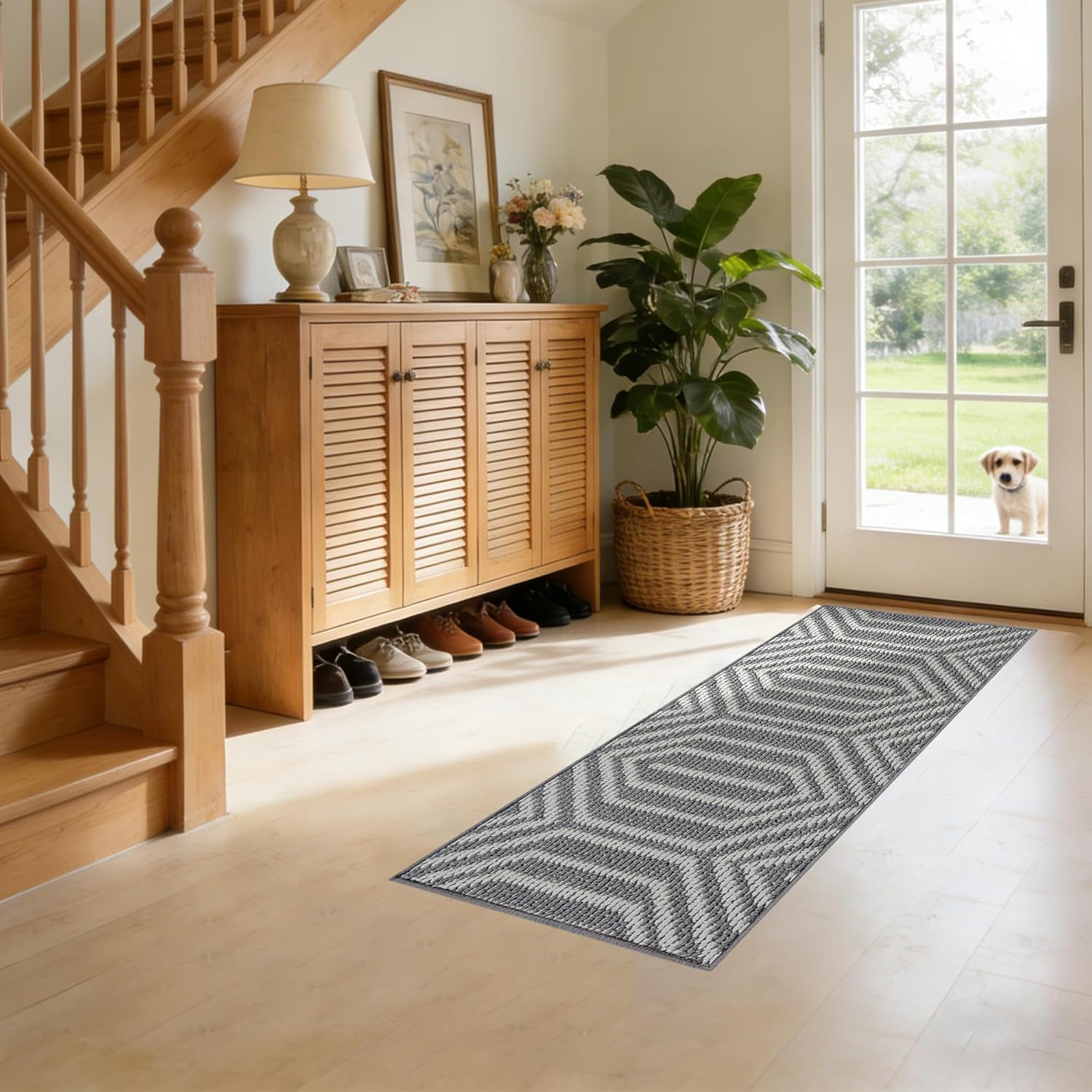 REFETONE Runner Rug, 20"x59" Long Door Mats Indoor Runners for Hallways, Non Slip Rubber Backing Entry Rug, Washable Entrance Floor Mat Runner for Home, Kitchen, Laundry, Living Room, Garage, Grey