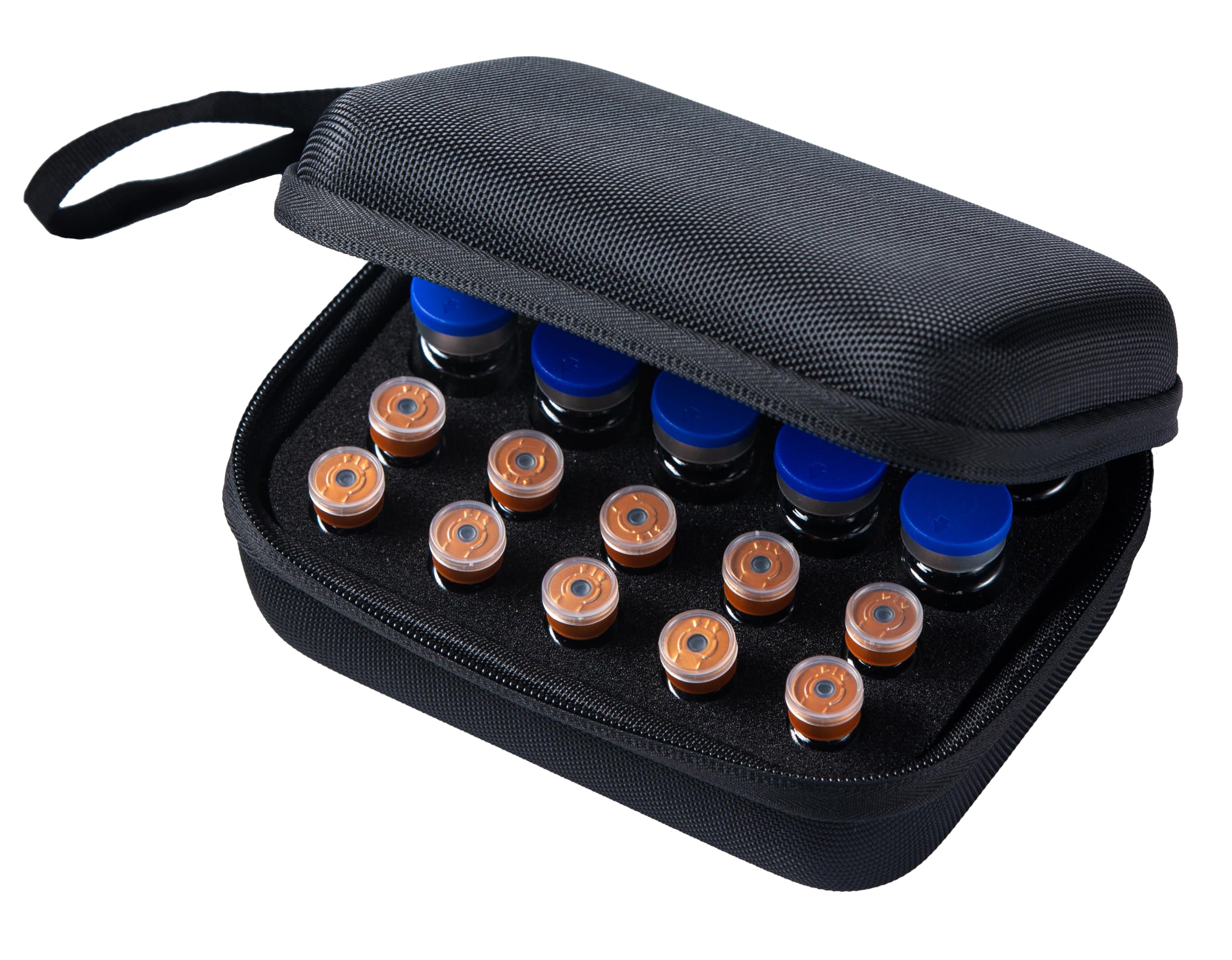 20 Vials Holder, Insulin Peptide Vial Case for Fridge, Fits 1ml to 10ml Vials for Peptide, GLP-1 and Insulin Storage, Pocket Design for Carrying Syringes and Wet Paper Etc,Black : Health