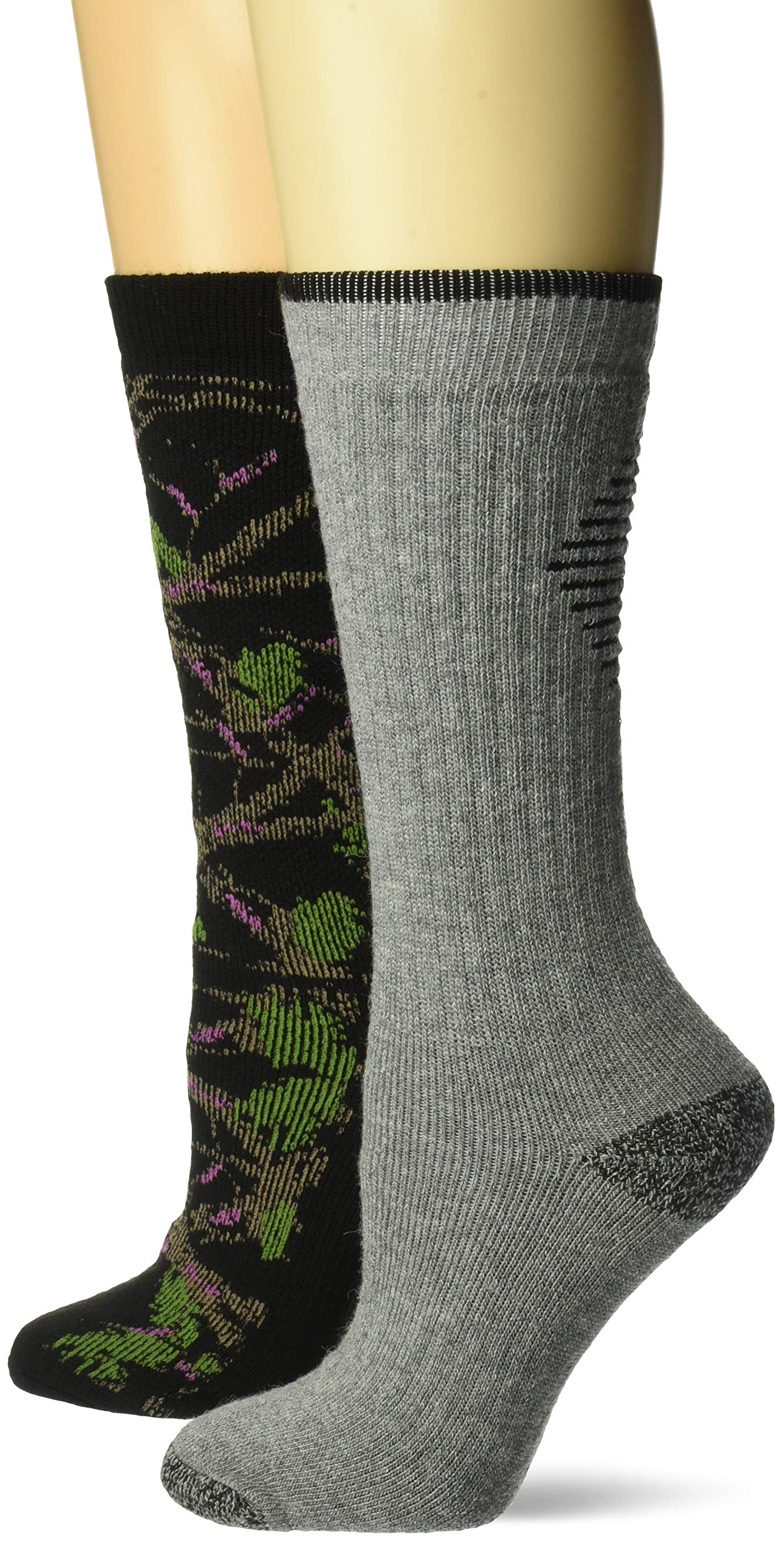 Carolina Ultimate Women's Camo Merino Wool Blend Boot Crew Socks 2 Pair Pack